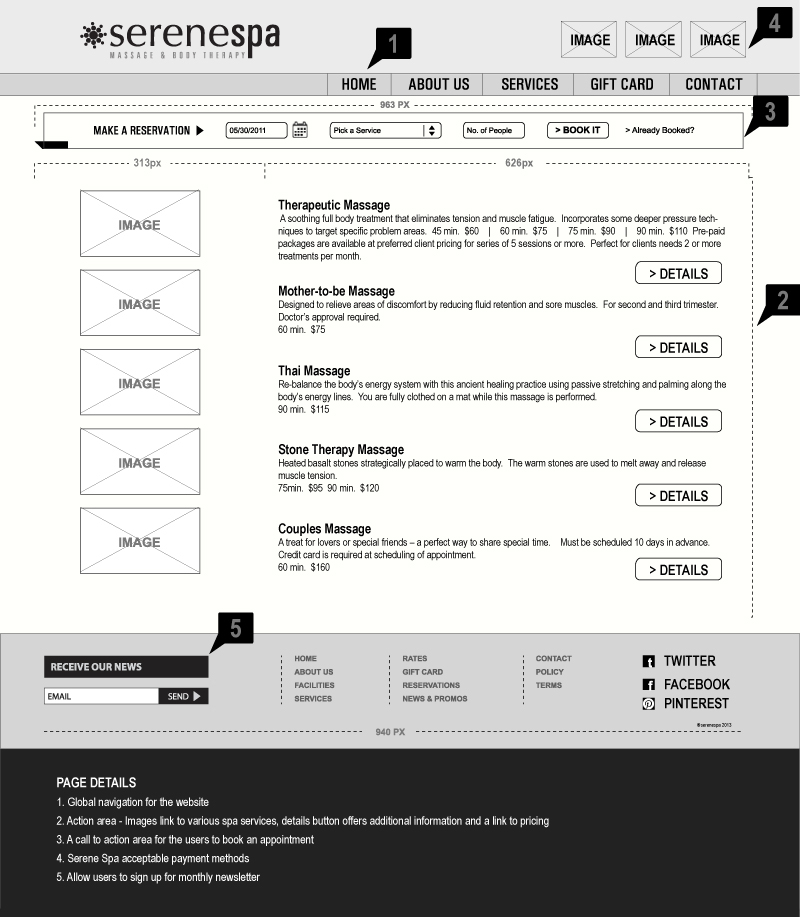 Wireframe Services Page