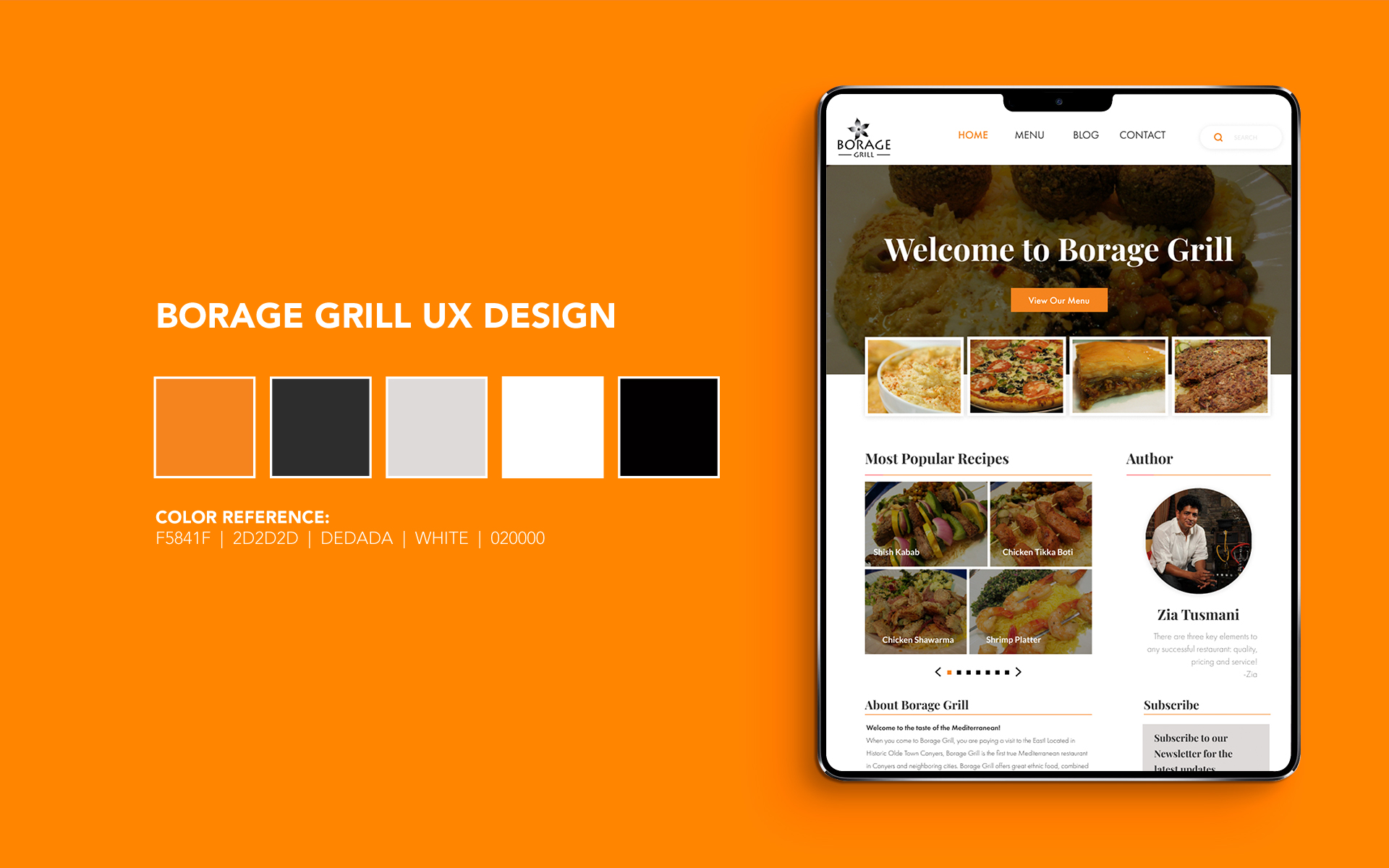 Borage Grill UX Design Header